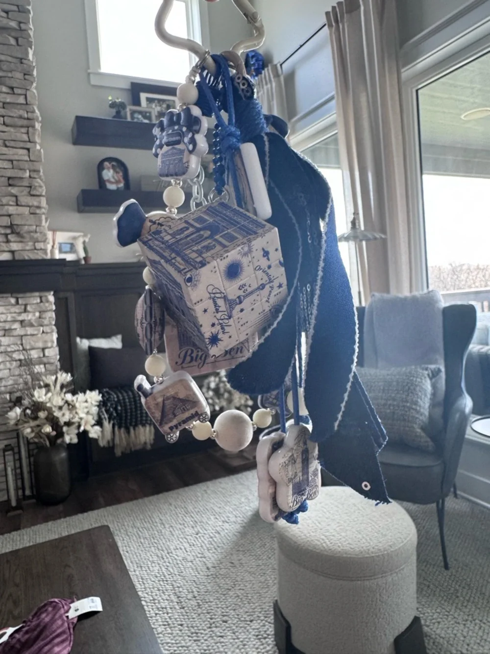 NEW Blue Travel London Paris Charm Keychain Tassel